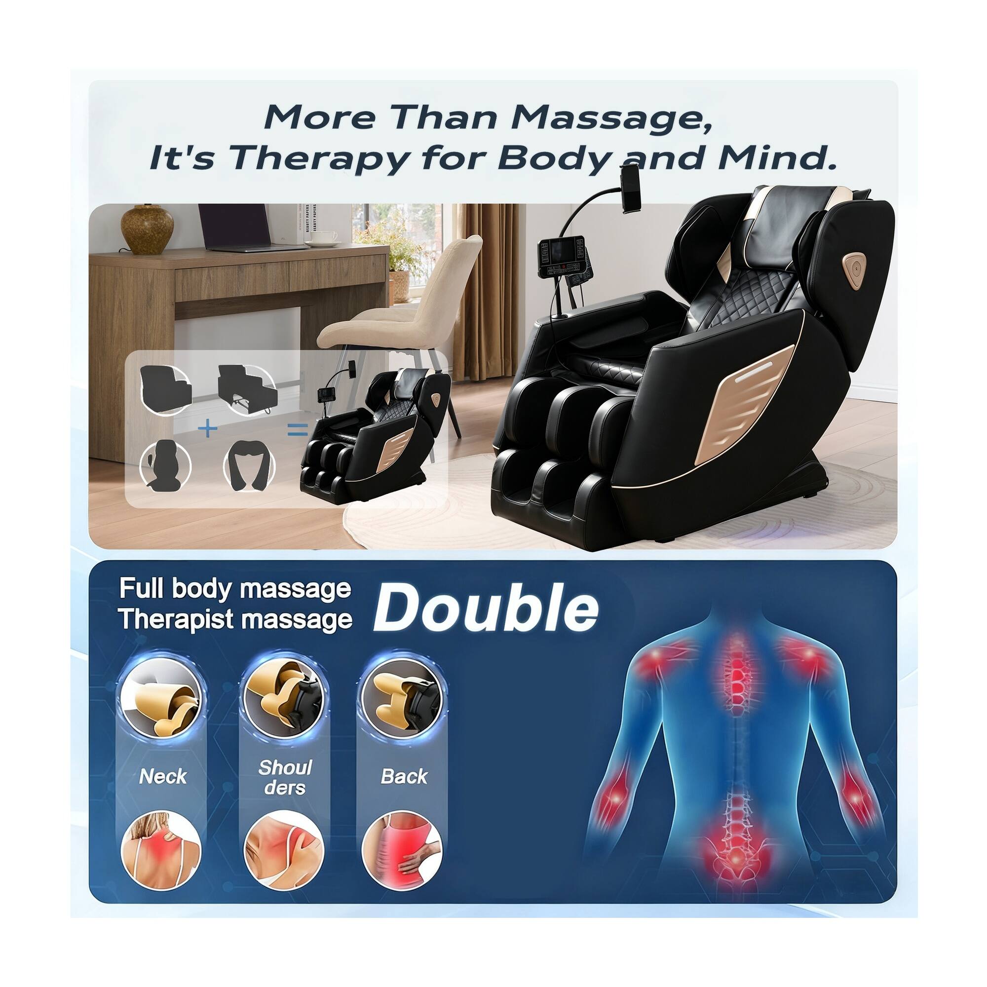 More Than Massage, It's Therapy for Body and Mind.

Full body massage Therapist massage Double

Neck
Shoulders
Back