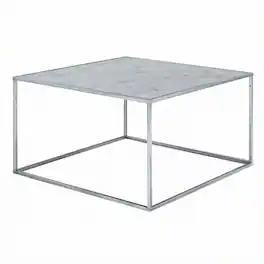 FurniFact - Coffee Table Silver Powder Coated Metal Frame Stylish Design - Faux Marble