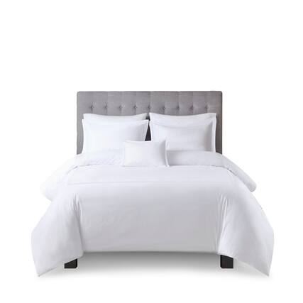 Front. Gracie Mills - Gracie Mills Mooney 500 Thread Count Embroidered Stripe Cotton Sateen Comforter Set - White/White.