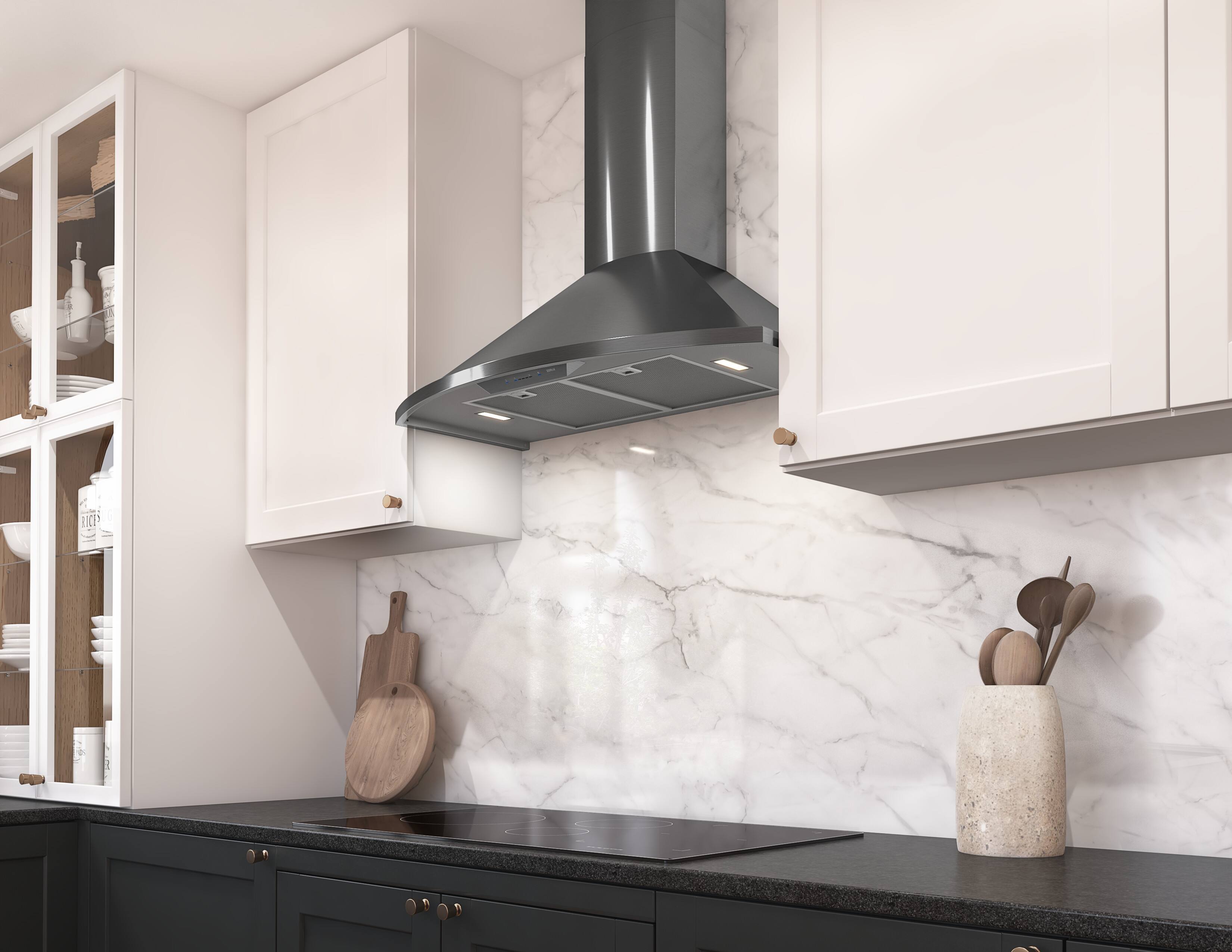 Alt View 12. Zephyr - Savona 30 in. 600 CFM Wall Mount Range Hood with LED Light - Black Stainless Steel.