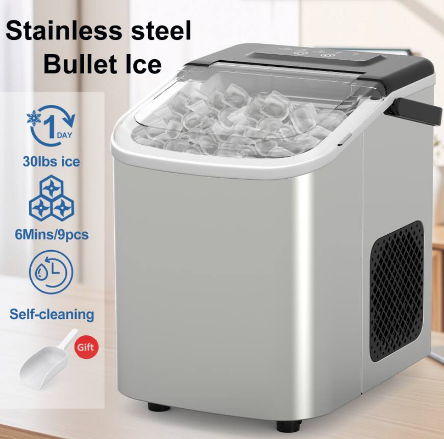 Stainless steel Bullet Ice

1 DAY
30lbs ice
6Mins/9pcs
Self-cleaning
Gift