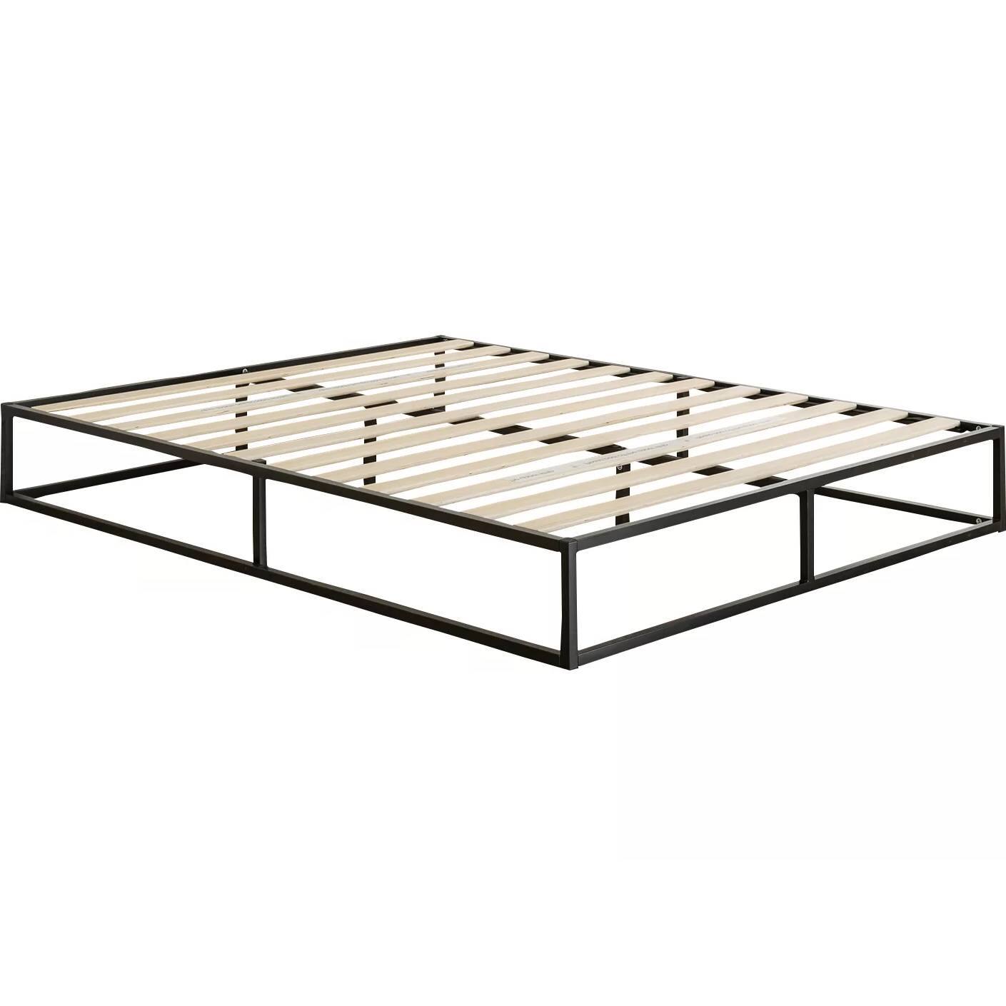 Angle. Hivvago - Hivvago Queen size 10-inch Low Profile Modern Metal Wood Slat Platform Bed Frame - Black.