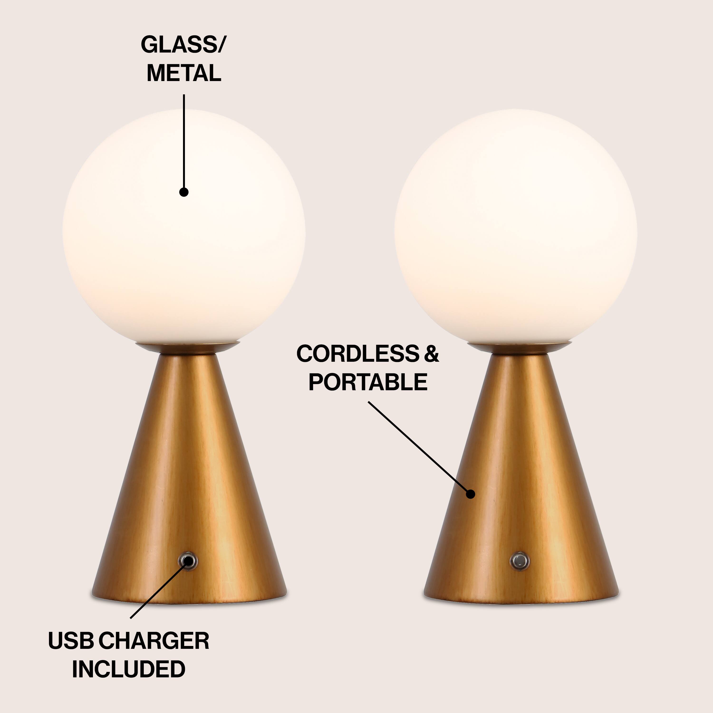 GLASS/METAL CORDLESS & PORTABLE USB CHARGER INCLUDED