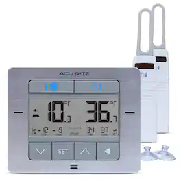 AcuRite - Digital Refrigerator and Freezer Thermometer with Wireless Sensors - Stainless Steel