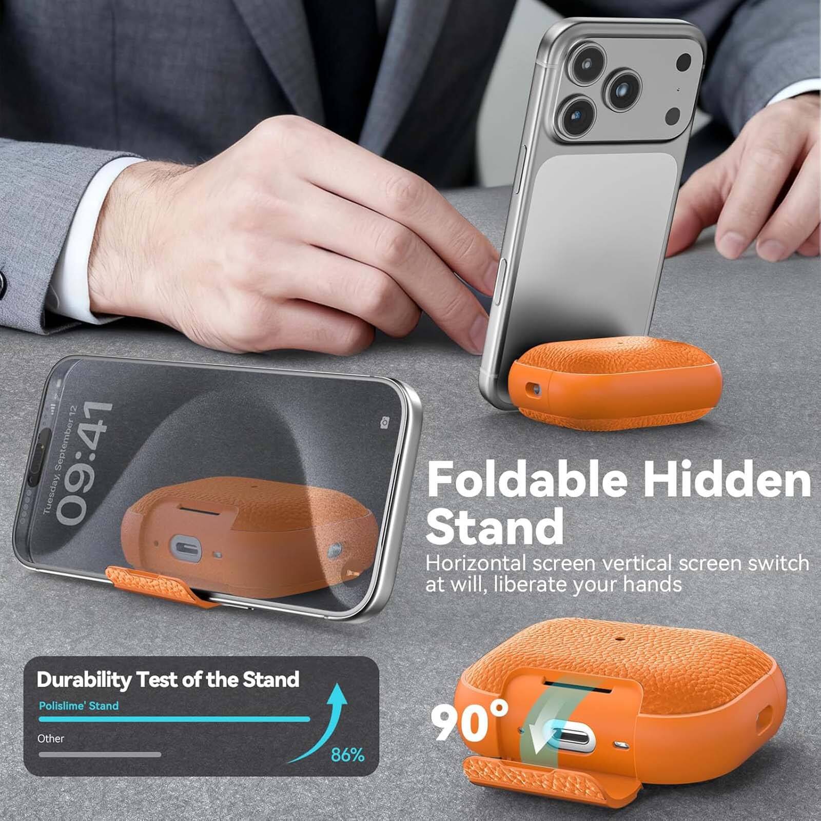 12 09:41 September Tuesday

Foldable Hidden Stand  
Horizontal screen vertical screen switch at will, liberate your hands

Durability Test of the Stand  
Polislime Stand  
Other  
86%

90°