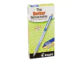 Pilot - Better Retractable Ballpoint Pens, Medium Point, Blue Ink, Dozen - Translucent