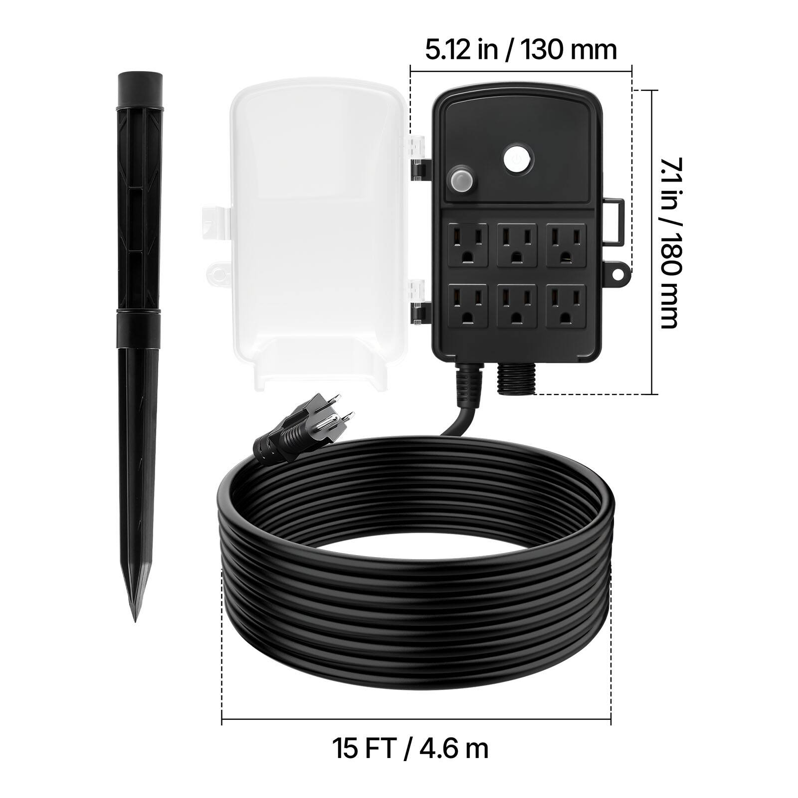 5.12 in / 130 mm  
7.1 in / 180 mm  
15 FT / 4.6 m