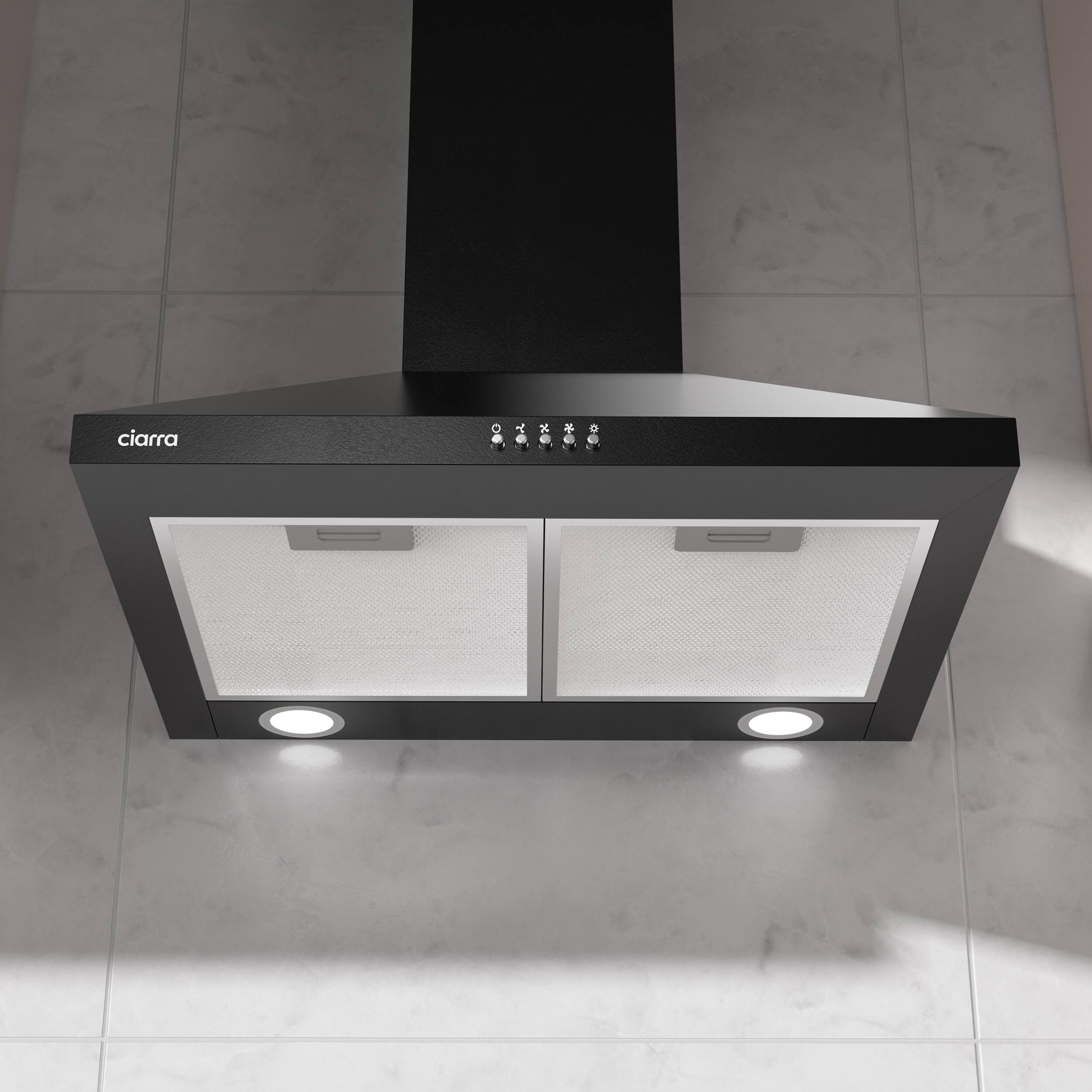 Back. Jeremy Cass - 24 in. Convertible Wall-Mounted Range Hood with 3-Speed Extraction - Black Stainless Steel.