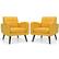 Alt View 11. Costway - Accent Upholstered Single Sofa Home Office Armchair with Wooden Legs (Set of 2) - Yellow.