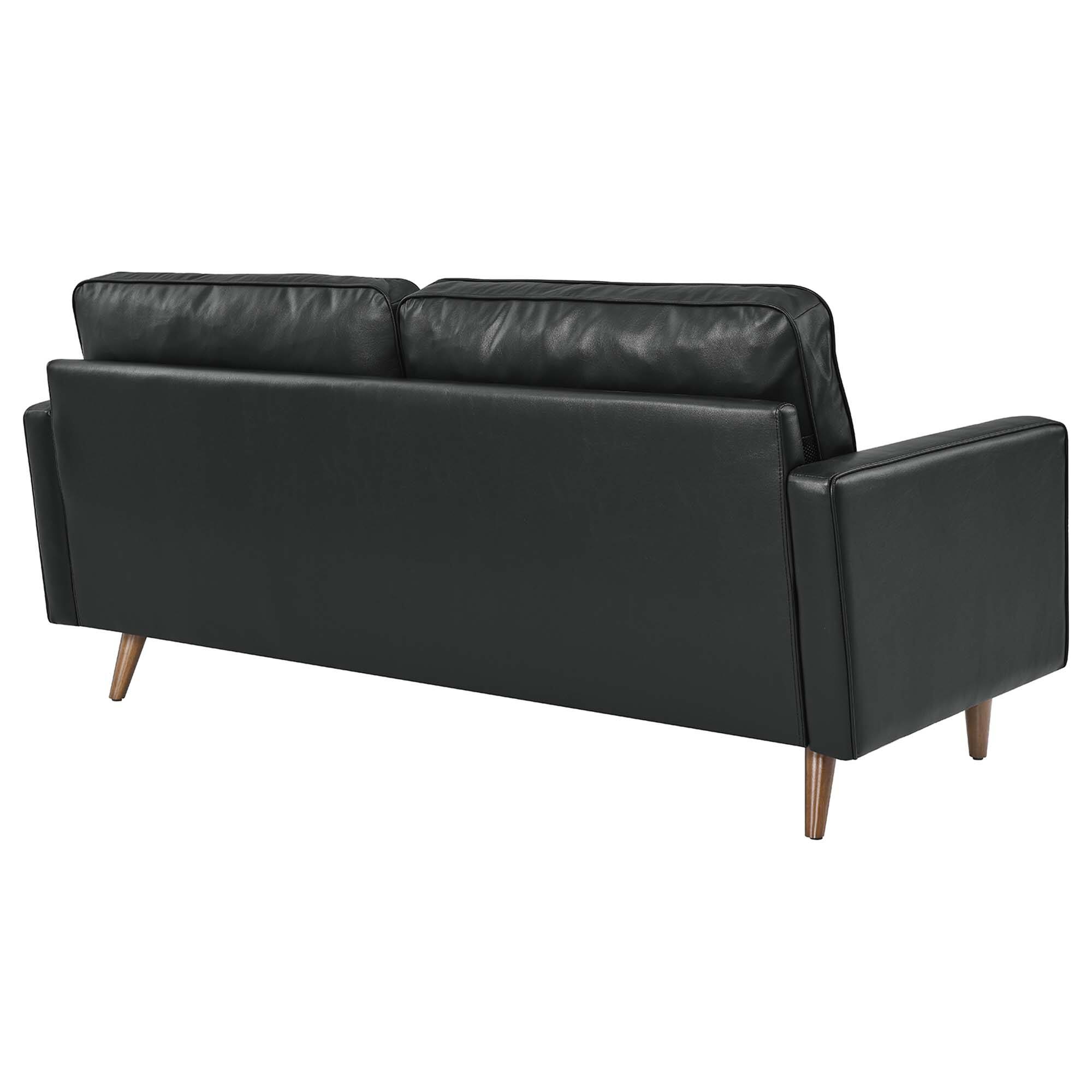 Back. Modway - Valour Leather Sofa by Modway - Black.