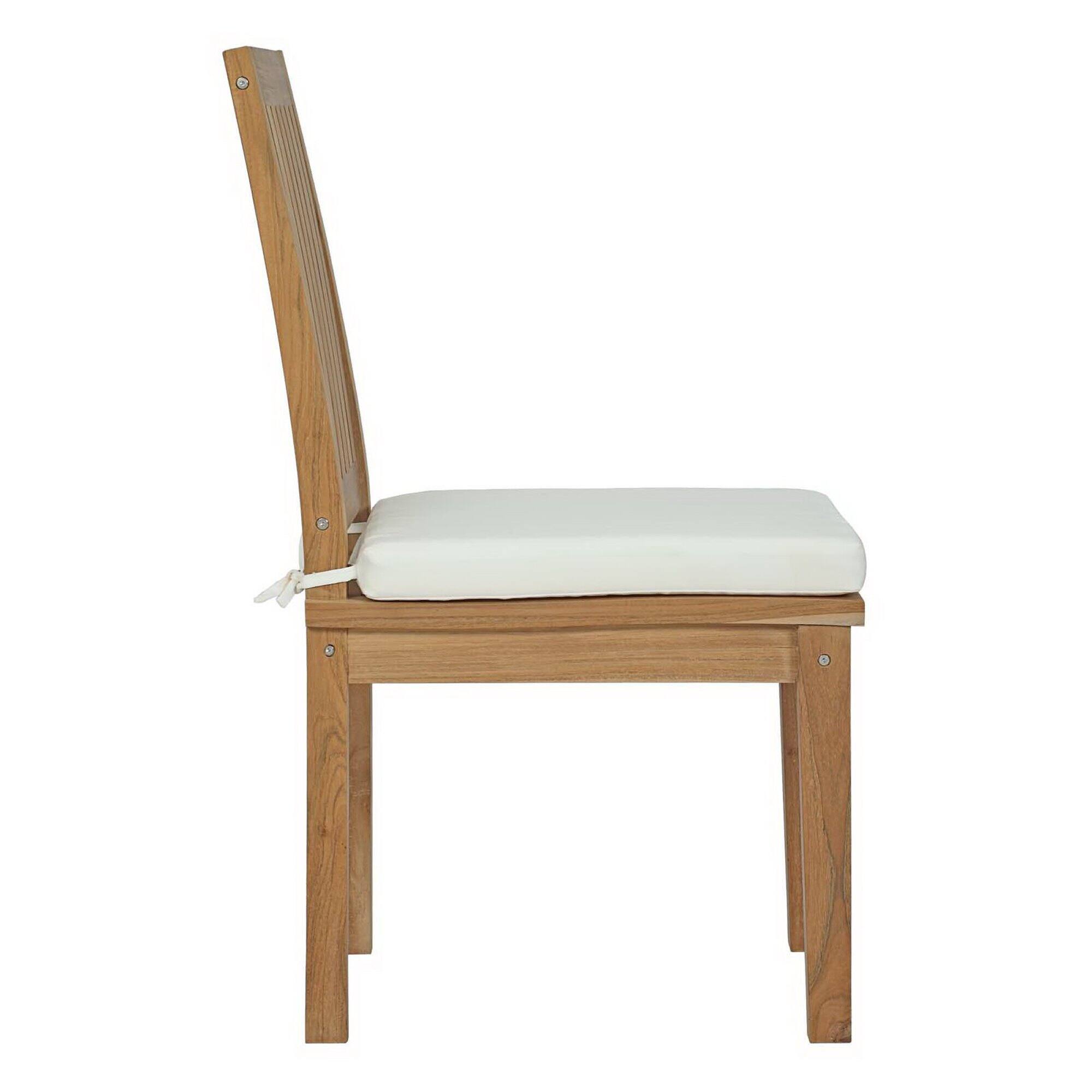 Left. Modway - 11-Piece Outdoor Teak Dining Set - Seats 10, Solid Teak Table with Cushioned Chairs - Natural White.