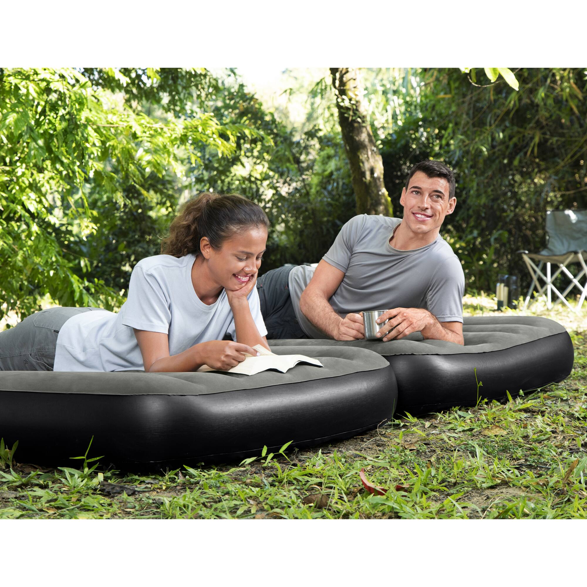 Alt View 5. Bestway - Tritech Air Matress: Connect & Rest 3-in-1 - 10" Twin/King - Multicolored.