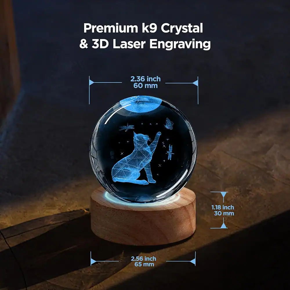 Premium k9 Crystal & 3D Laser Engraving

- 2.36 inch / 60 mm
- 1.18 inch / 30 mm
- 2.56 inch / 65 mm