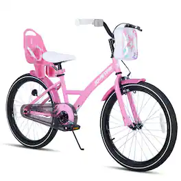 JOYSTAR - Zinnia 20" Kids Bike for Ages 7-13 Girls, Children's Bicycle with Training Wheels & Doll Seat - Pink