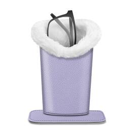 Kitcheniva - PU Leather Plush Lined Eyeglasses Protective Cover Holder Magnetic Stand Desk Organizer - Lilac Purple