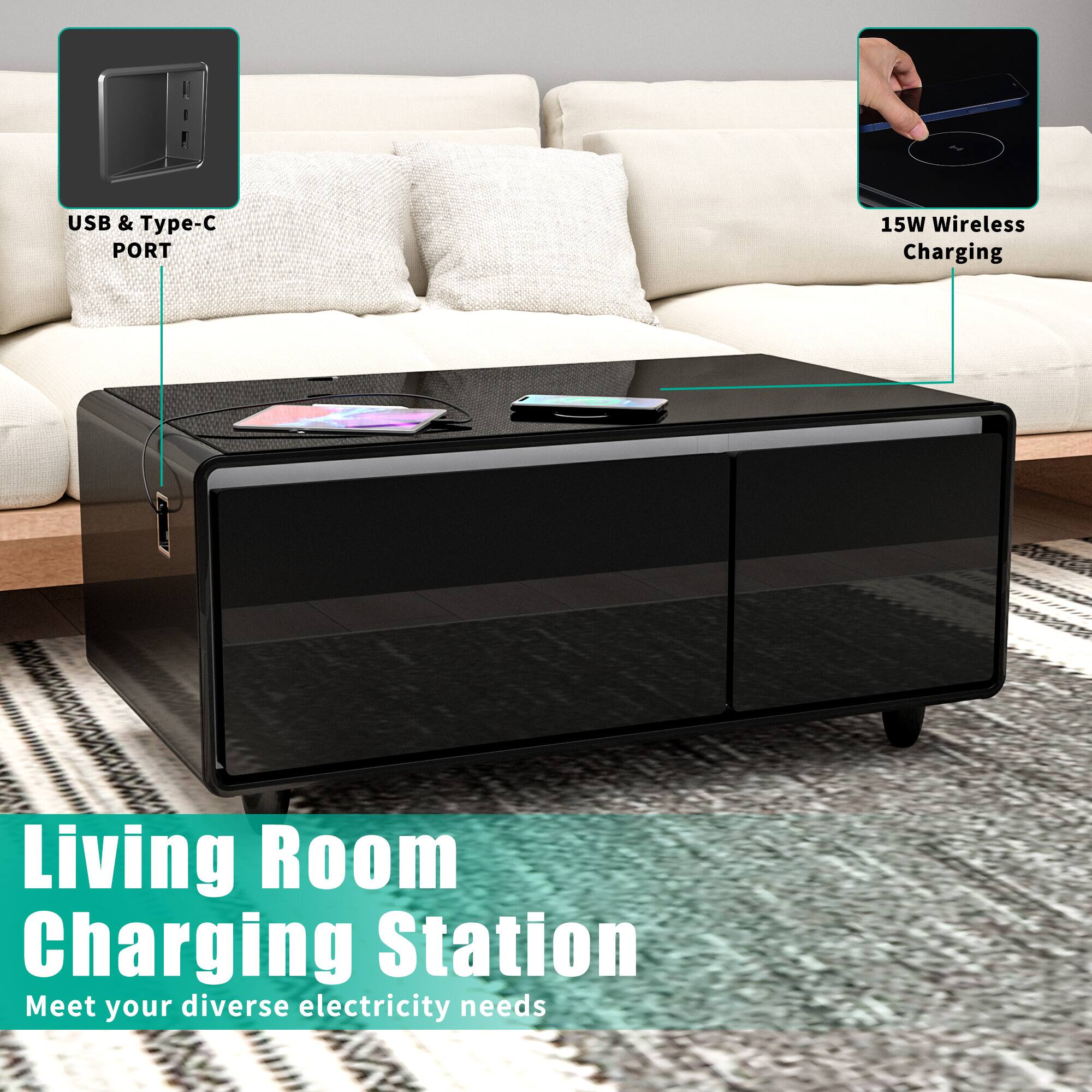 USB & Type-C PORT  
15W Wireless Charging  

Living Room Charging Station  
Meet your diverse electricity needs