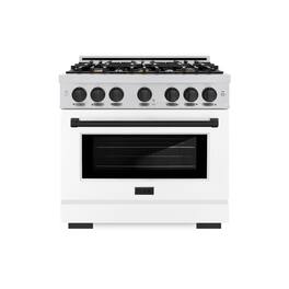 ZLINE - Autograph 36" Select Dual Fuel Range with Black Accents (HDRZ-WM-36-MB) - White
