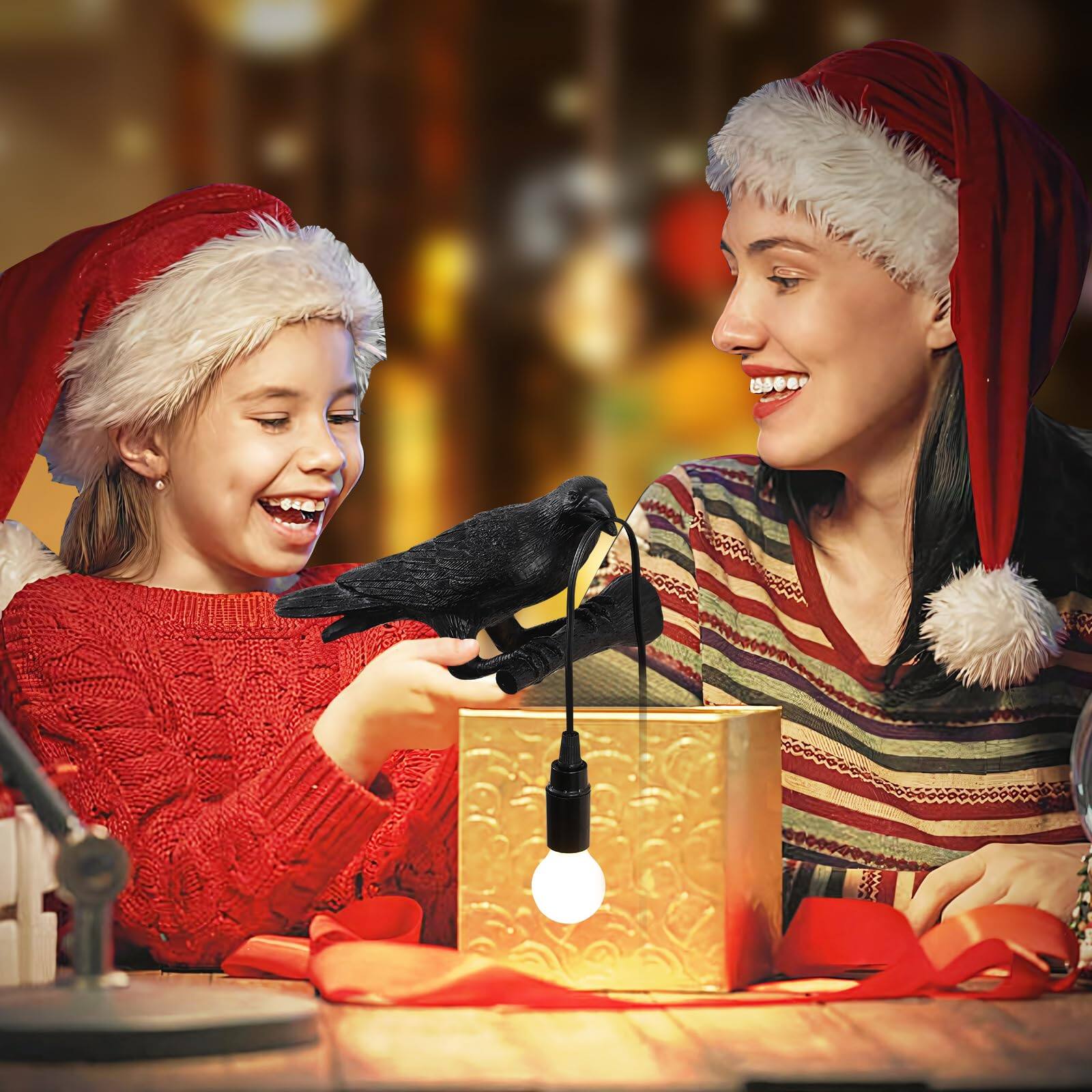 Alt View 2. Dazzling Pops - Raven Table Lamp Gothic Crow Adjustable Birds Light Wall Sconce For Bedroom Living Room Lifelike Decoration - Default.