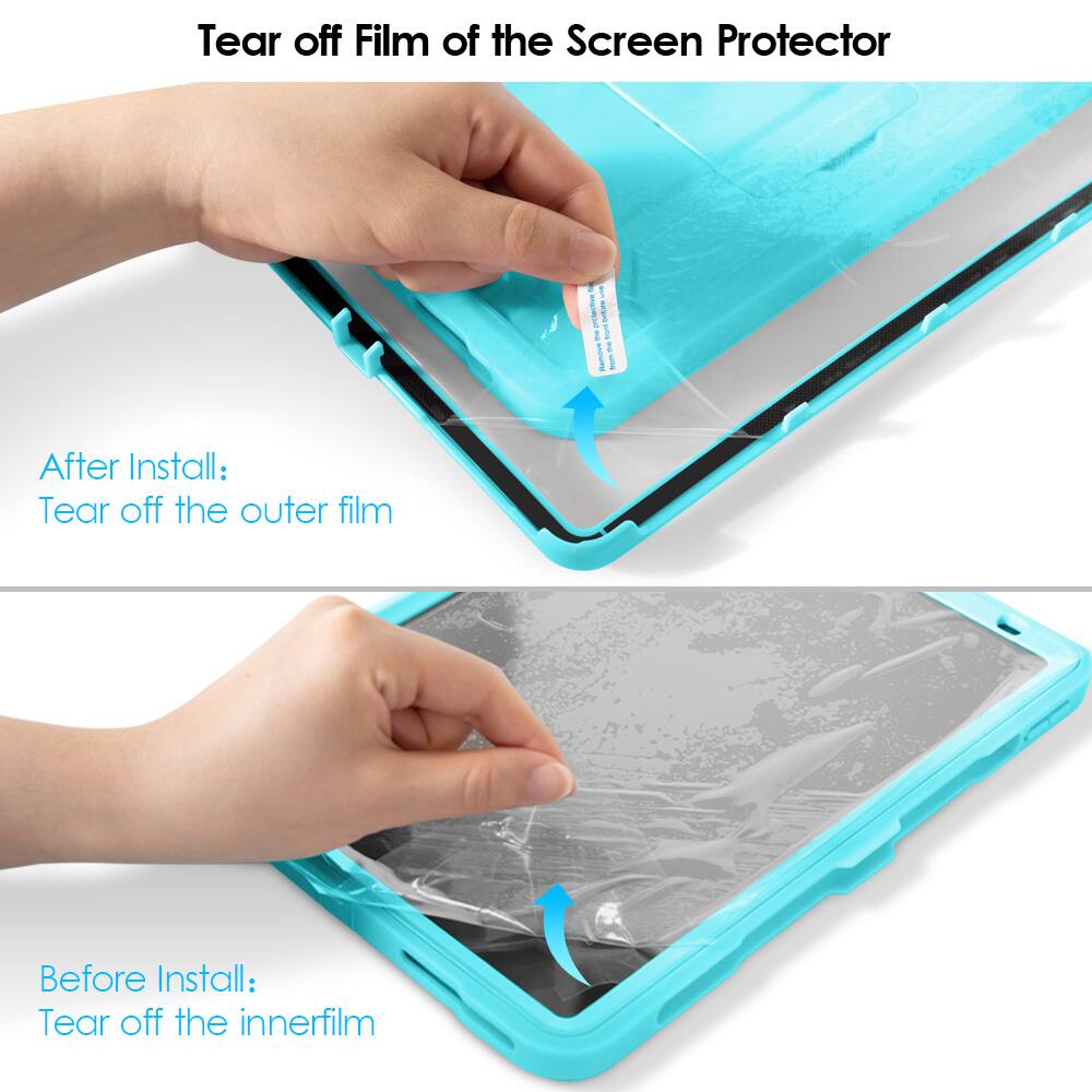 Tear off Film of the Screen Protector

After Install:
Tear off the outer film

Before Install:
Tear off the inner film