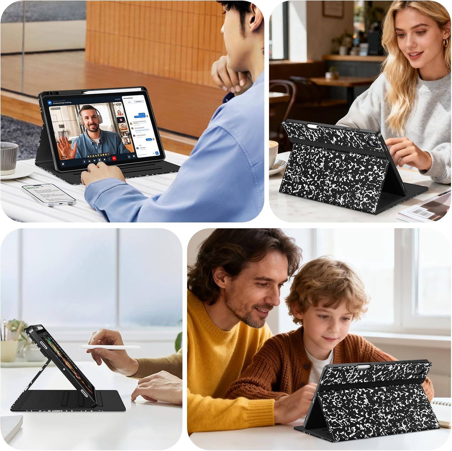 Alt View 2. Fintie - Multi-Angle Viewing Case for Samsung Galaxy Tab S11 11 Inch 2025, SM-X730/X736B, Soft TPU Back Cover, Front Card Pocket - Composition Book.