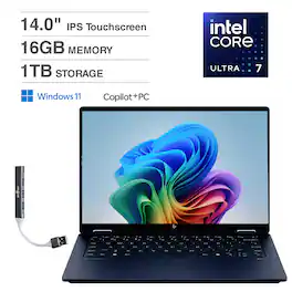 HP - OmniBook X Flip 2-in-1 2-in-1 Laptop 14.0 WUXGA (Intel Ultra 7-256V, 16GB LPDDR5X, 1TB SSD, Win 11 Home) w/USB Hub - Atmospheric Blue