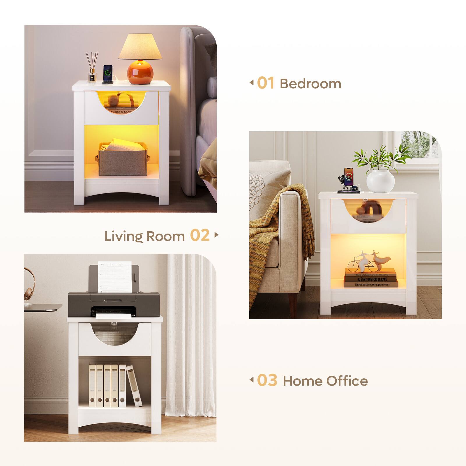 01 Bedroom
Living Room 02
03 Home Office