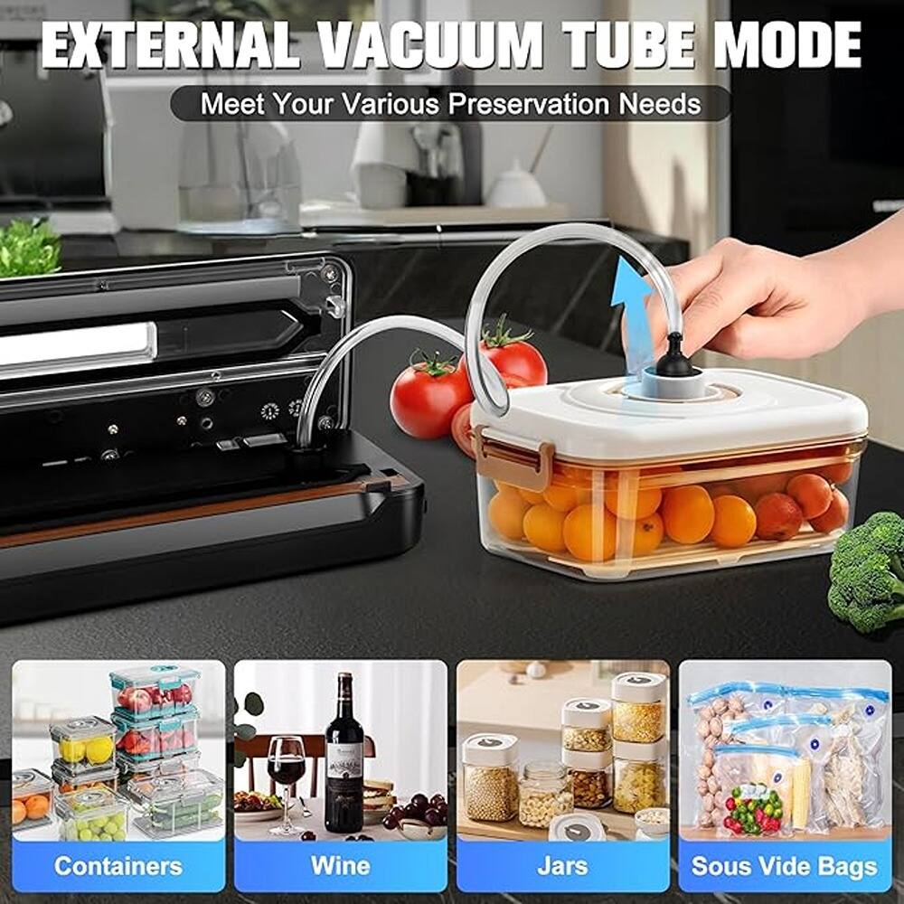 EXTERNAL VACUUM TUBE MODE
Meet Your Various Preservation Needs
Containers
Wine
Jars
Sous Vide Bags
