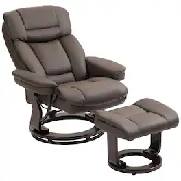 Homcom - Recliner with Ottoman, PU Leather Reclining Chair with Footrest, for Living Room, Bedroom - Dark Brown