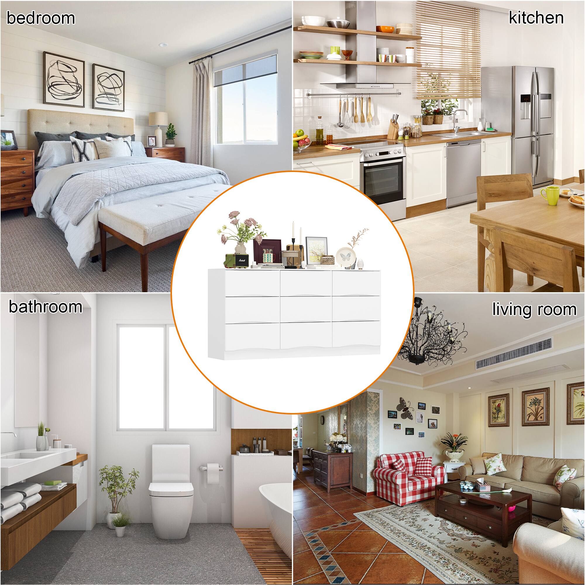 bedroom  
kitchen  
bathroom  
living room