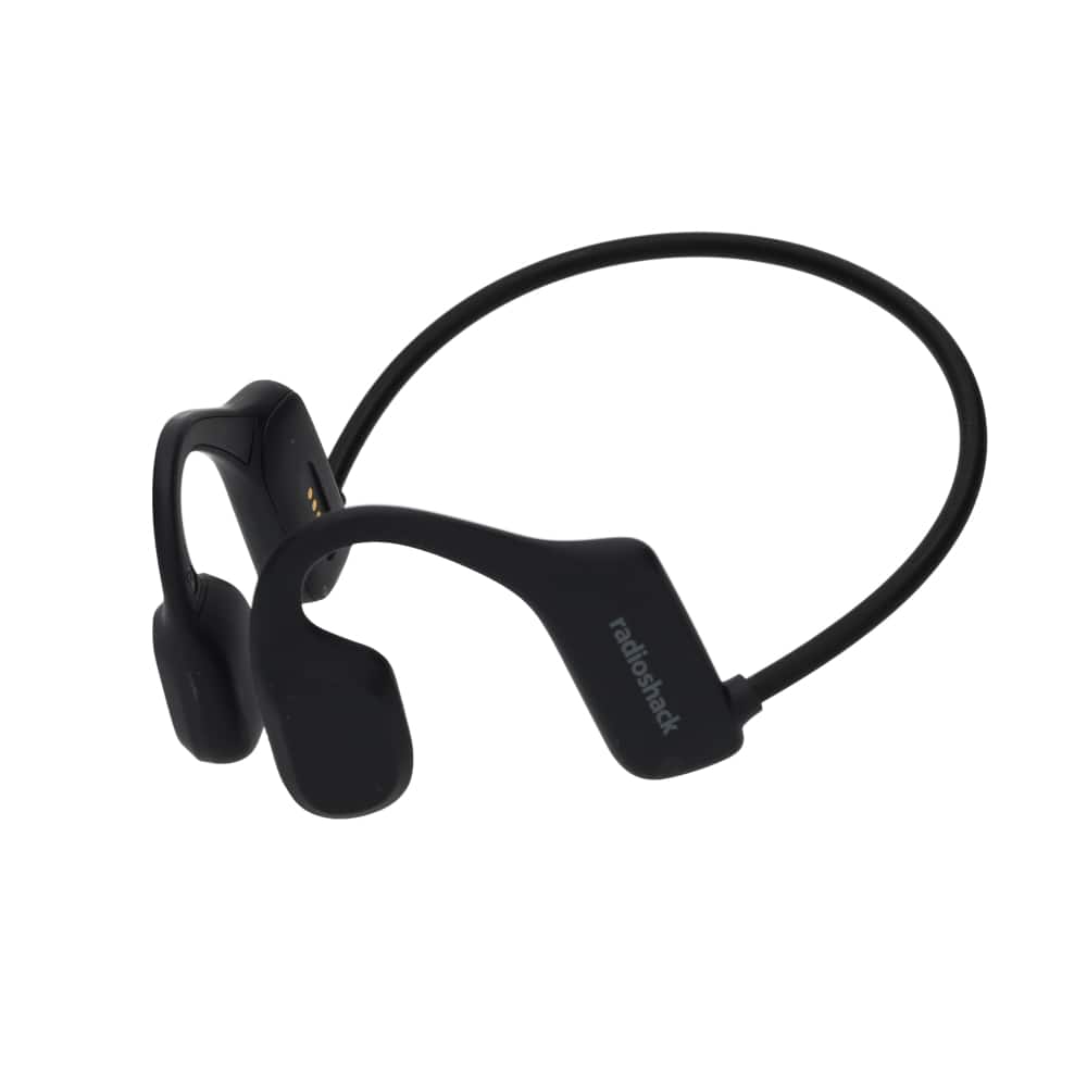 RadioShack - Bluetooth Bone Conduction Headphones with Open-Ear Design, IPX5 Sweatproof, Magnetic Charging 3304461 - Black