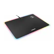 Front. Philips - Philips RGB Illuminated Gaming Mouse Pad with Non-Slip Rubber Base - Black.