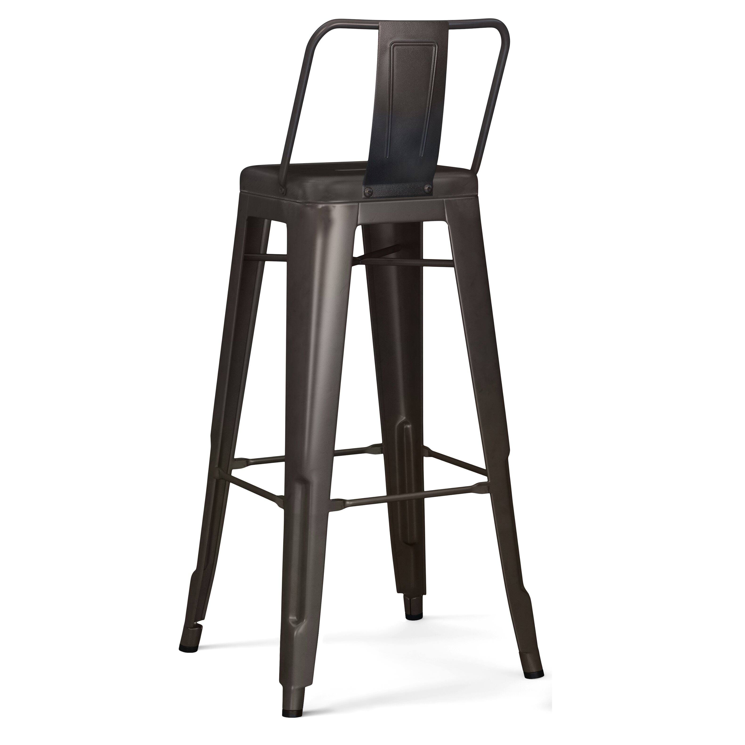 Left. Simpli Home - Rayne 30 inch Metal Bar Stool (Set of 2) - Gun Metal Grey.