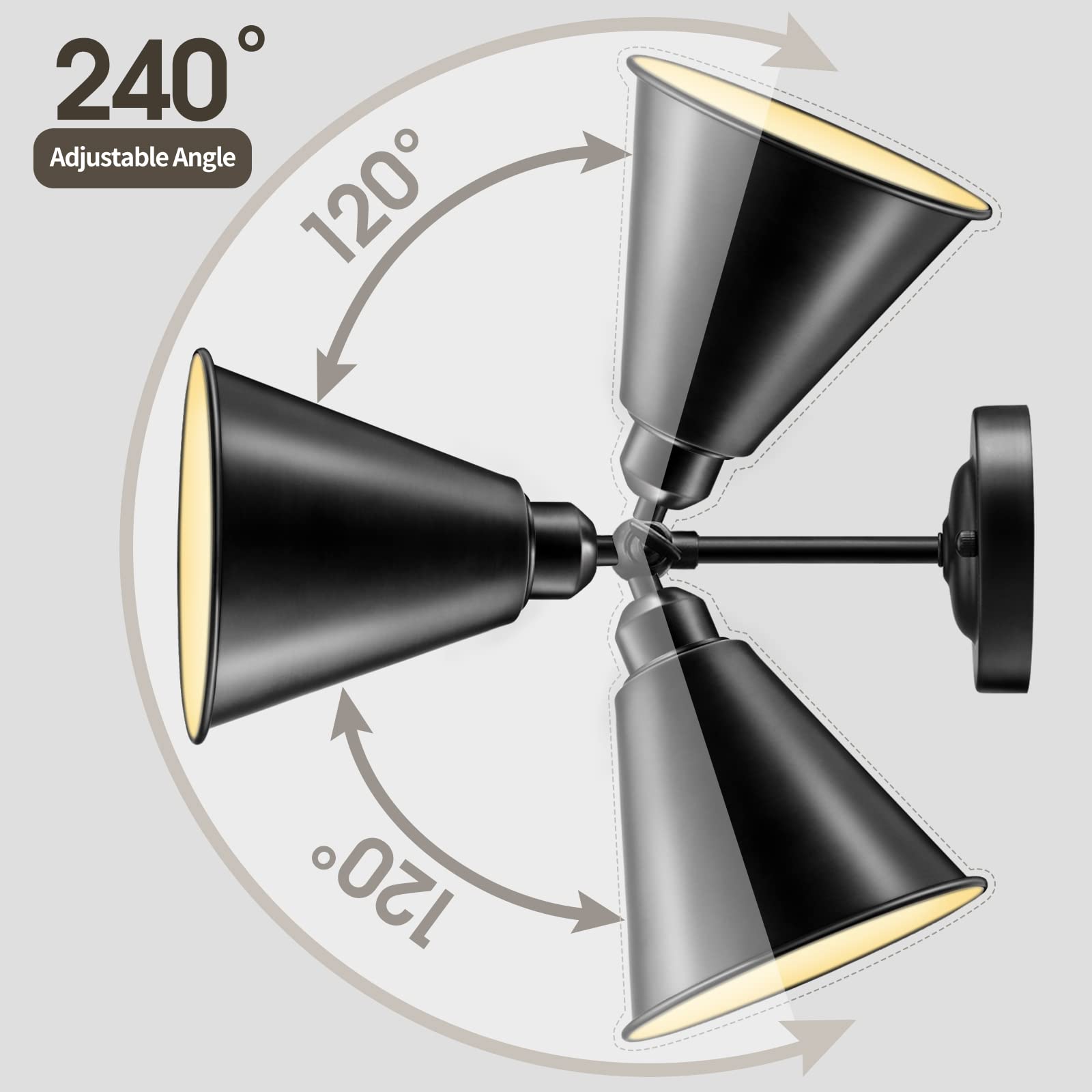 240° Adjustable Angle  
120°  
120°