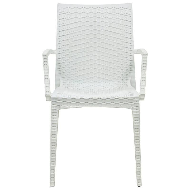 Back. LeisureMod - Mace Modern Stackable Indoor Outdoor Dining Chair - UV Protected and  No Assembly Required - White.