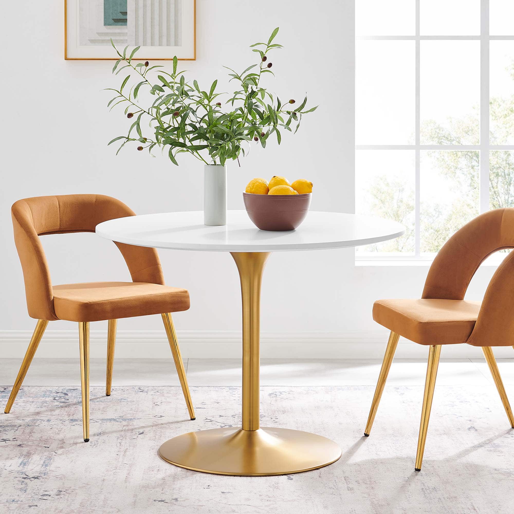 Pursuit 40" Dining Table by Modway - White Gold