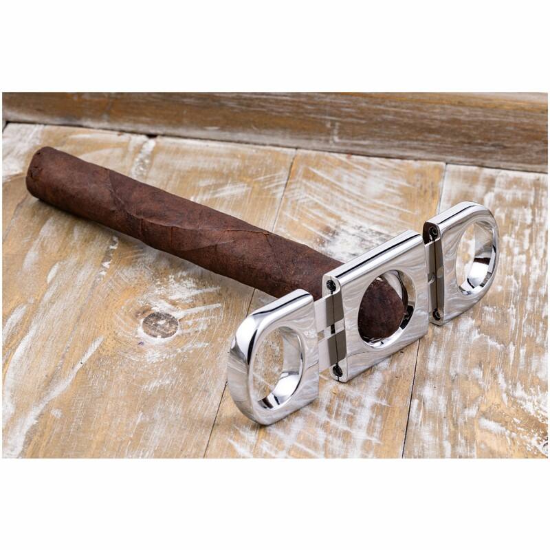 Left. Prestige - Silver Heavy Body Cigar Cutter - Stainless Steel Finish.