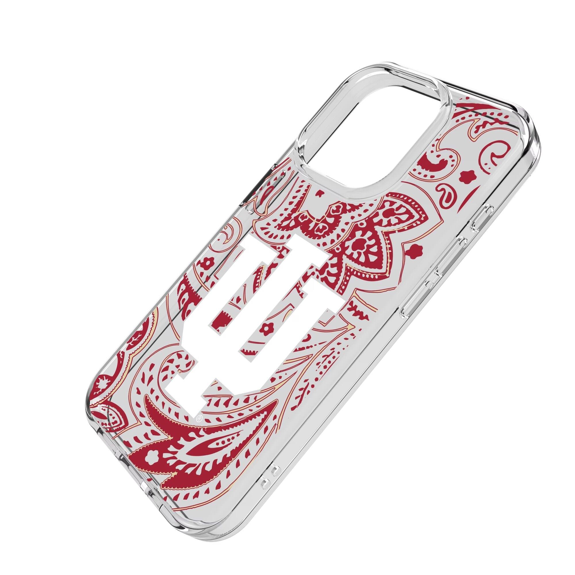 Alt View 1. Keyscaper - Indiana Hoosiers iPhone Paisley Design Clear Case - 15 Plus - Multicolor.