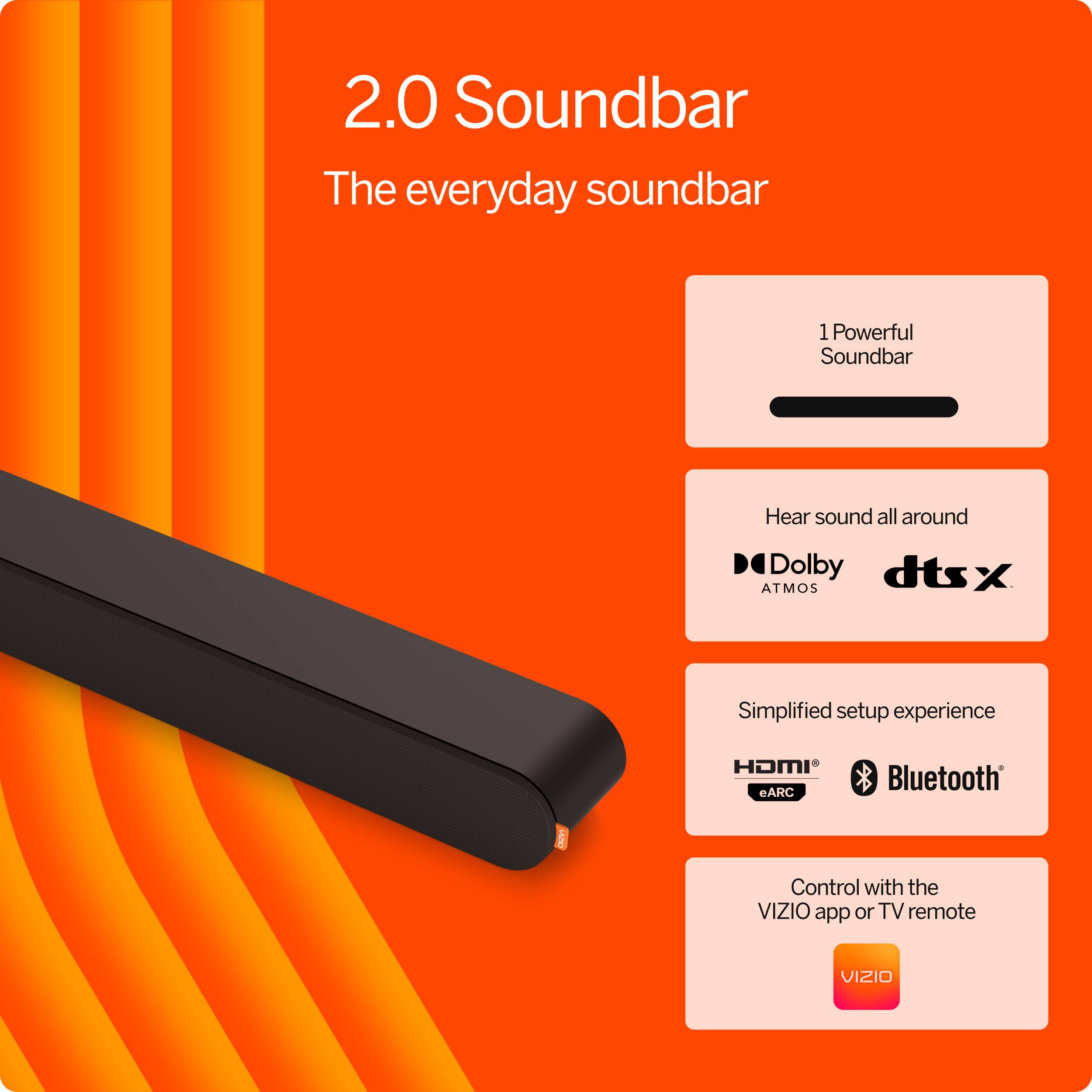 VIZIO 2.0 Soundbar w/ Dolby Atmos, DTSX Black SV200M0805 Open Box