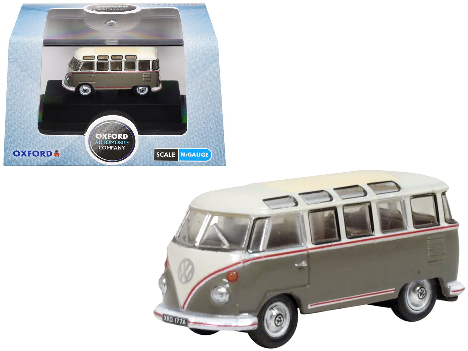 Volkswagen T1 Samba Bus Mouse Grey and Pearl White with Red Stripes 1/148 (N) Scale Diecast Model Car by Oxford Diecast price history on PriceWatchPro