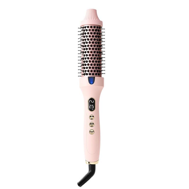 Front. Cluzine - Keratin Coated Hot Air Brush, 2-in-1 Straightener & Curler, Frizz-Free Styling with Long-Lasting Hold.