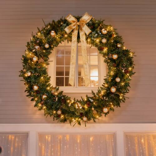 Alt View 7. Winado - 60in Artificial Christmas Holiday Wreath for Indoor / Outdoor with Lights Party Decoration - Light Green.