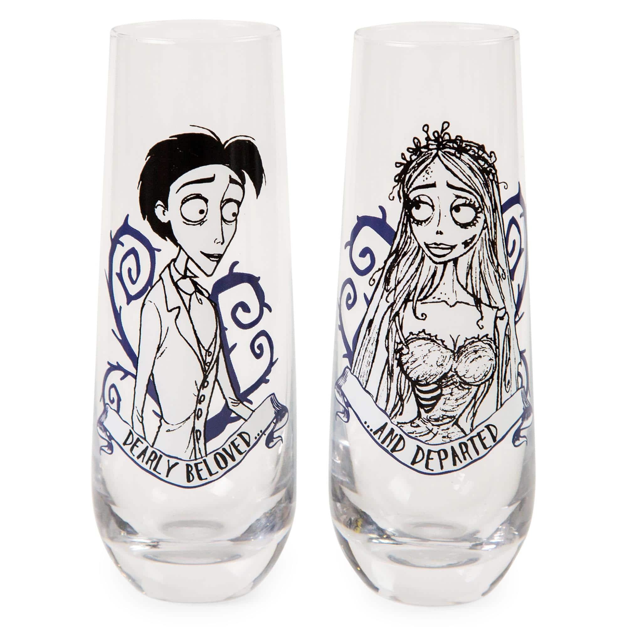 "Silver Buffalo - Tim Burton's Corpse Bride ""Dearly Beloved"" Stemless Fluted Glassware | Set of 2 - Black" price history on PriceWatchPro