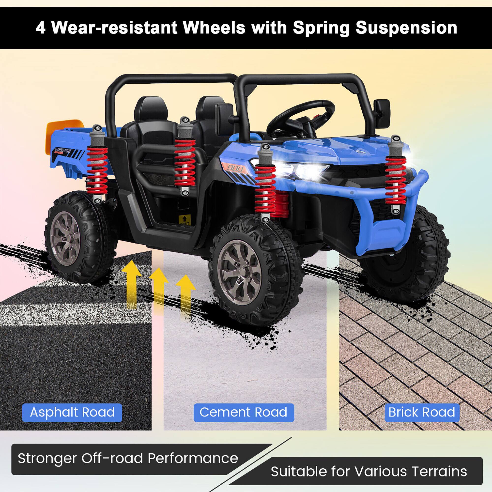 4 Wear-resistant Wheels with Spring Suspension

- Asphalt Road
- Cement Road
- Brick Road

Stronger Off-road Performance

Suitable for Various Terrains