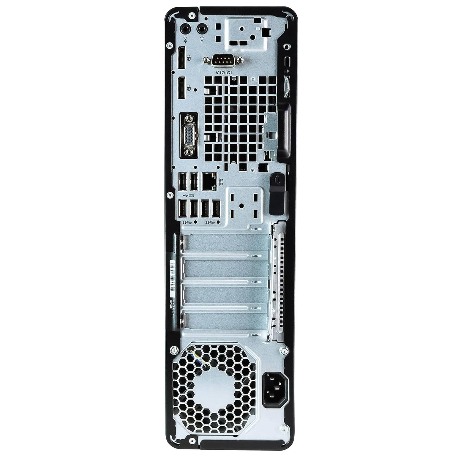 Back. HP - HP ProDesk 600G4 SFF Desktop PC, Hexa Intel Core i5-8500 up to 4.1Ghz, 32GB DDR4 RAM, 1TB SSD, USB WiFi, Win11 Pro - Black.