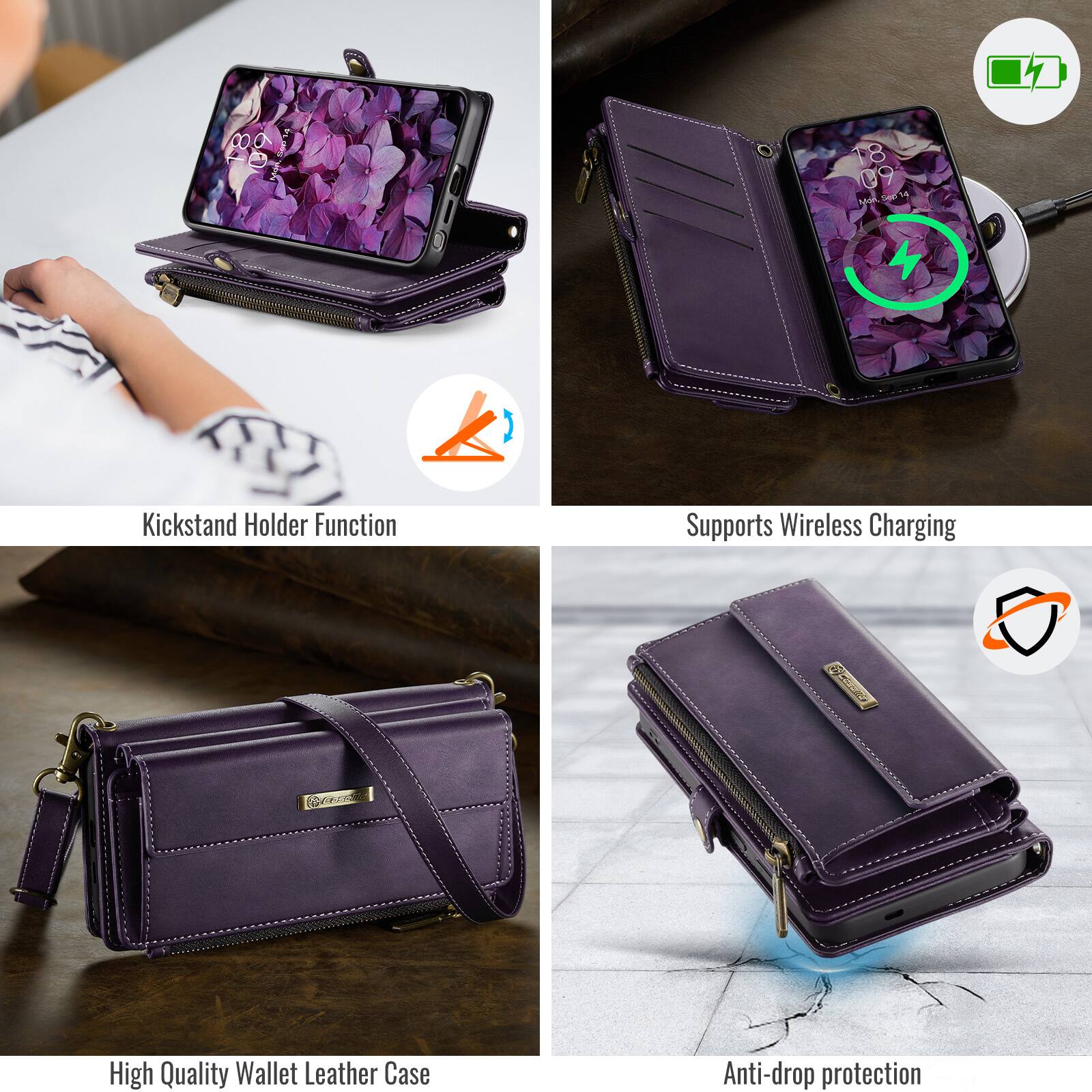 8 09 yok y 4 y Kickstand Holder Function Supports Wireless Charging I NA High Quality Wallet Leather Case Anti-drop protection