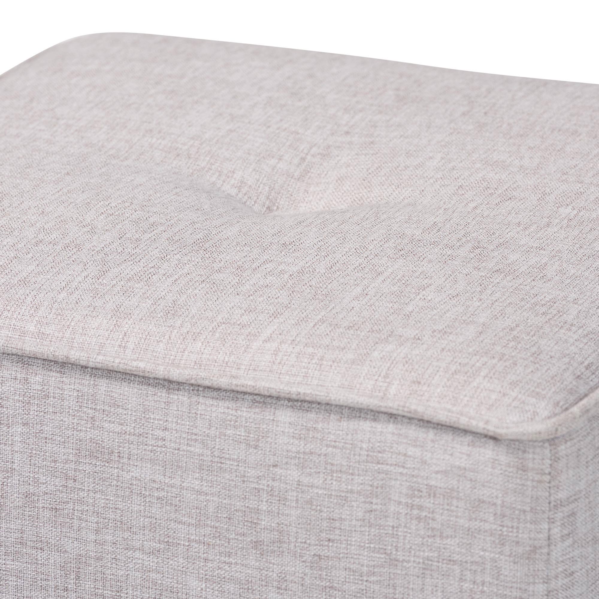 Left. Baxton Studio - Corinne Modern and Contemporary Fabric Upholstered Ottoman - Light Grey.