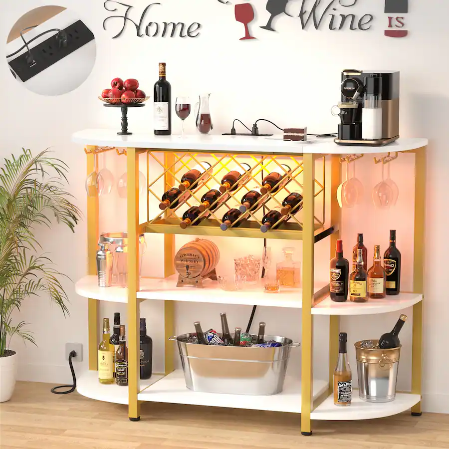 Postcard Display Counter Rack Aheaplus 4 Tier Wine Bar Cabinet with Power Outlets, Floor Standing ...