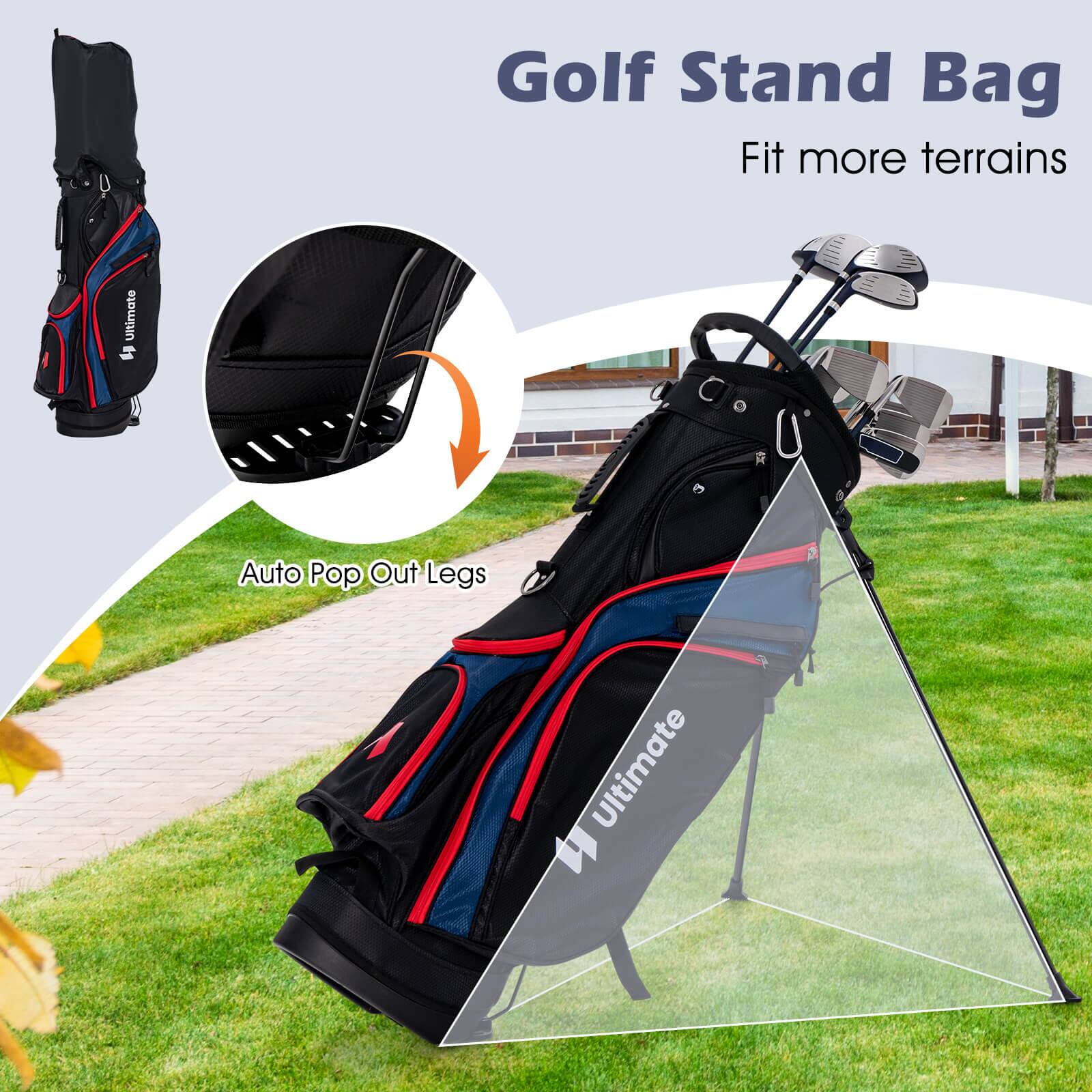 Golf Stand Bag  
Fit more terrains  
Auto Pop Out Legs