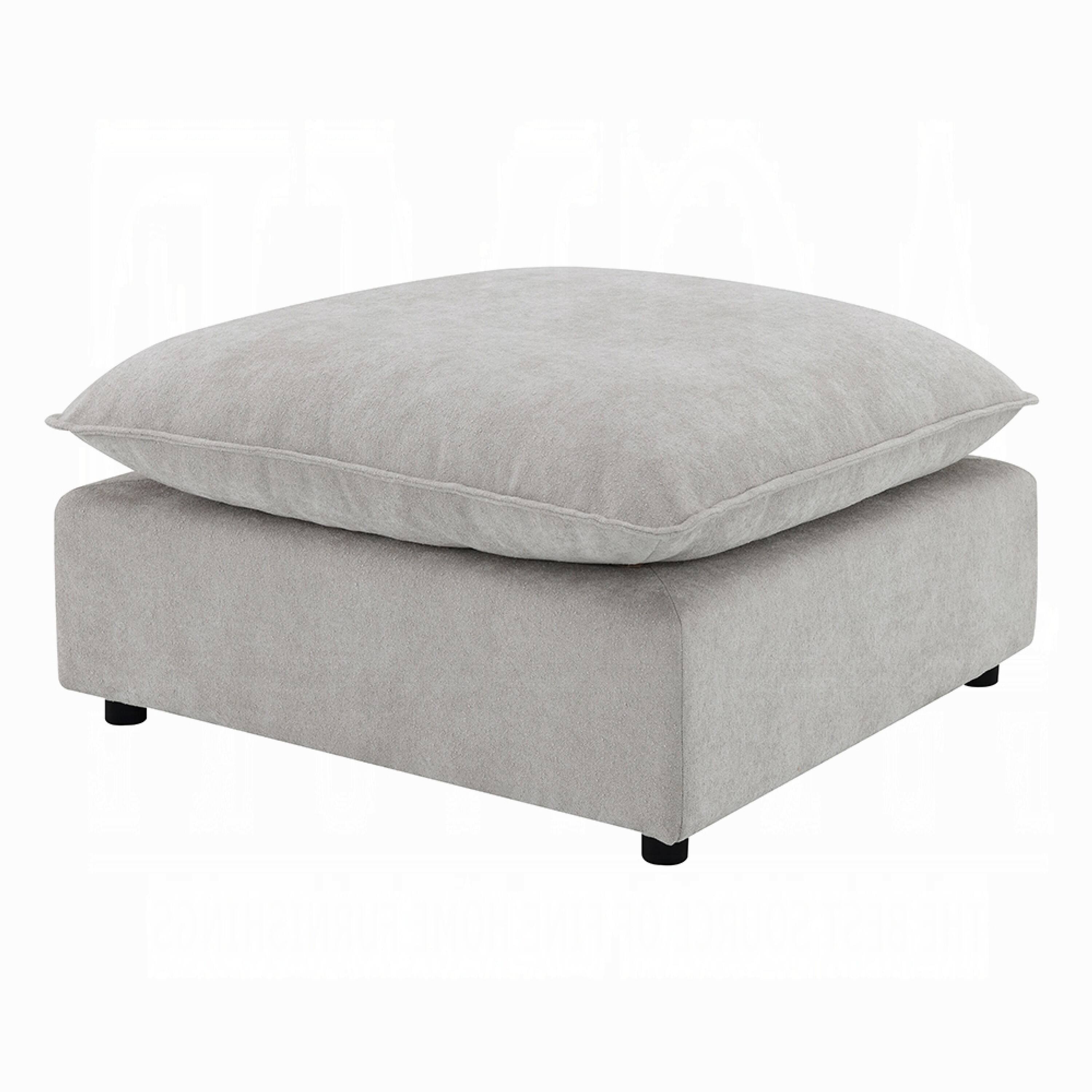 Alt View 2. Manhattan Lane - 37 Inch Modular Ottoman, Feather Down and Cotton Fill Seat, Beige Boucle - Beige, Black.