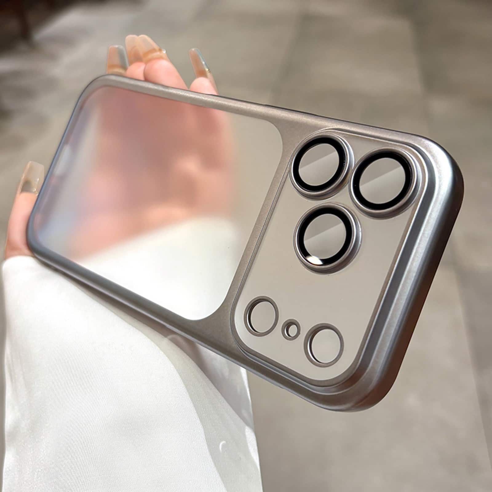 Dteck - Electroplated Ultra-Slim Phone Case for iPhone 17 Pro Max, Shockproof Matte Semi-Transparent, Full Camera Protection - Gray